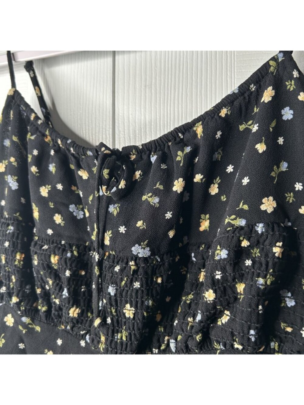 Reformation Fraise Black Floral Printed Tie Front Mini Dress Women's Size 0 - Picture 5 of 14